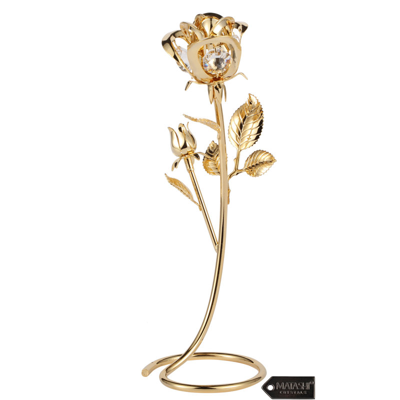 MatashiCrystal 24K Gold Plated Rose With ClearCut Crystal & Reviews
